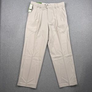 Dockers Pants Mens 34x29 Beige Pleated Relaxed Fit Golf Performance Chino NEW